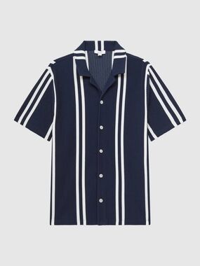 Reiss Ribbed Short Sleeve Cuban Shirt